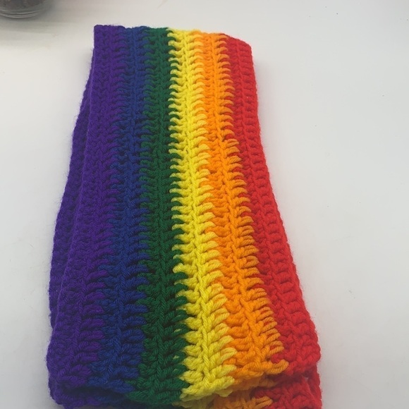 Rainbow Crocheted Scarf - 72” long - Picture 2 of 3